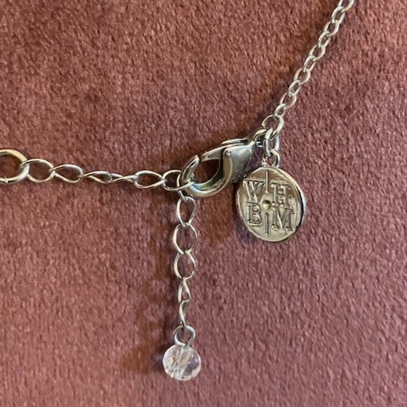 WHBM WHITE HOUSE BLACK MARKET Silver Tone Chain Necklace Triangles Chain Tassels - Picture 3 of 3